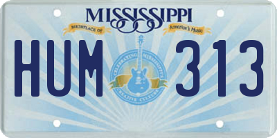 MS license plate HUM313