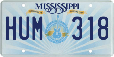 MS license plate HUM318