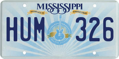 MS license plate HUM326