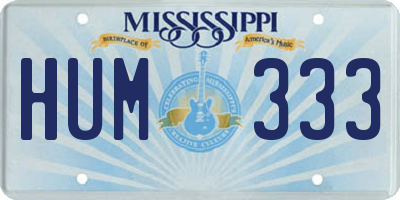 MS license plate HUM333