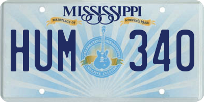 MS license plate HUM340