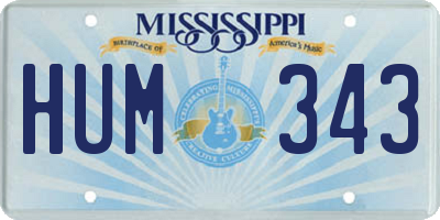 MS license plate HUM343