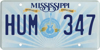 MS license plate HUM347