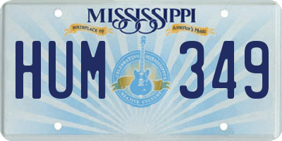 MS license plate HUM349