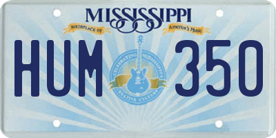 MS license plate HUM350