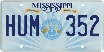 MS license plate HUM352