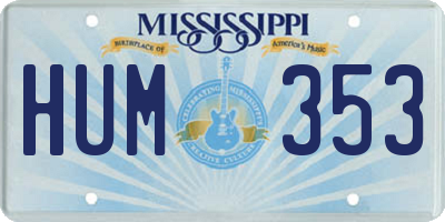 MS license plate HUM353