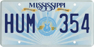 MS license plate HUM354