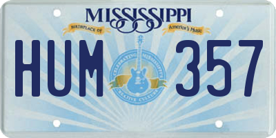 MS license plate HUM357