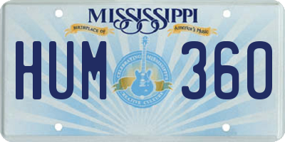 MS license plate HUM360
