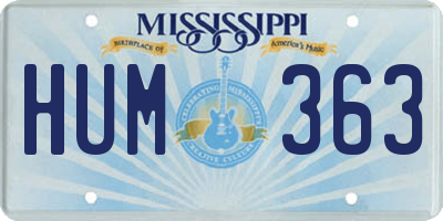 MS license plate HUM363