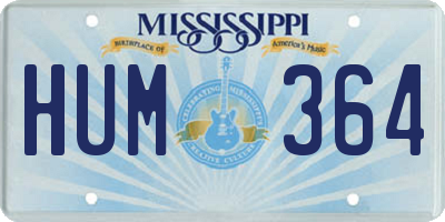 MS license plate HUM364