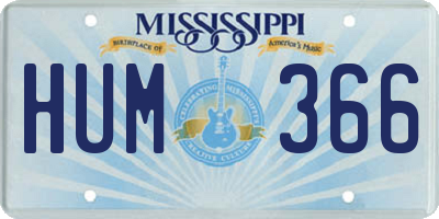 MS license plate HUM366
