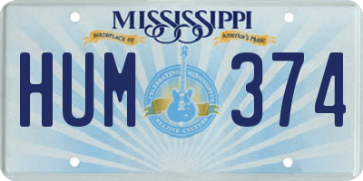 MS license plate HUM374