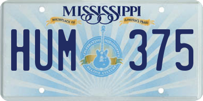 MS license plate HUM375