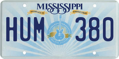 MS license plate HUM380