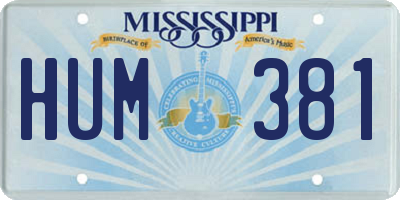 MS license plate HUM381