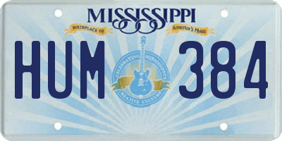 MS license plate HUM384