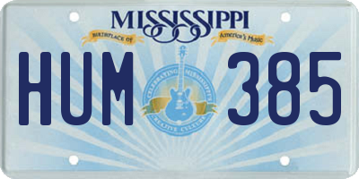 MS license plate HUM385