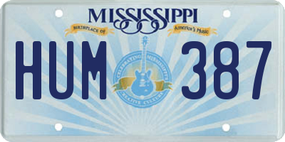 MS license plate HUM387