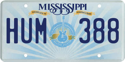MS license plate HUM388