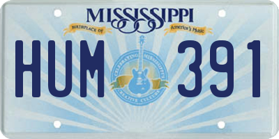 MS license plate HUM391