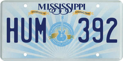 MS license plate HUM392