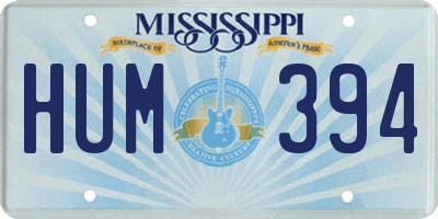 MS license plate HUM394