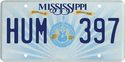 MS license plate HUM397