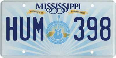 MS license plate HUM398