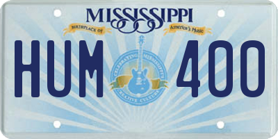 MS license plate HUM400