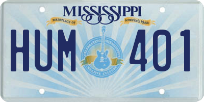 MS license plate HUM401