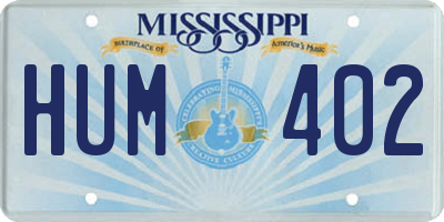 MS license plate HUM402