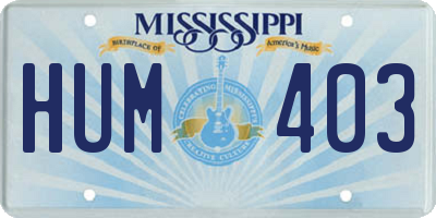 MS license plate HUM403