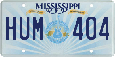 MS license plate HUM404
