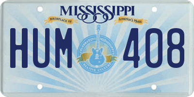 MS license plate HUM408