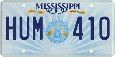 MS license plate HUM410