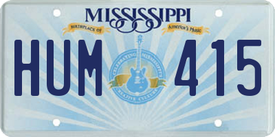 MS license plate HUM415