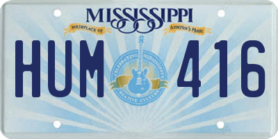 MS license plate HUM416