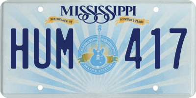 MS license plate HUM417