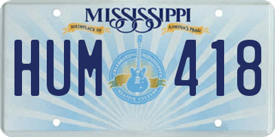 MS license plate HUM418