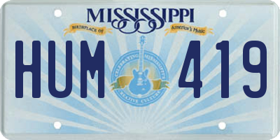 MS license plate HUM419