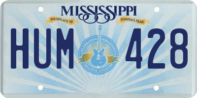 MS license plate HUM428