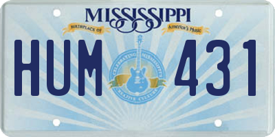 MS license plate HUM431