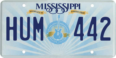 MS license plate HUM442