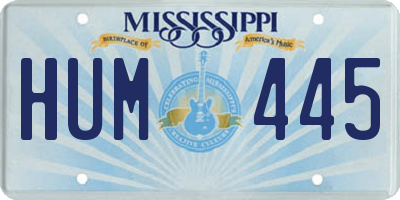 MS license plate HUM445