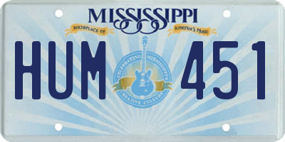 MS license plate HUM451