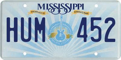MS license plate HUM452