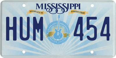 MS license plate HUM454