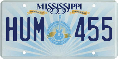 MS license plate HUM455